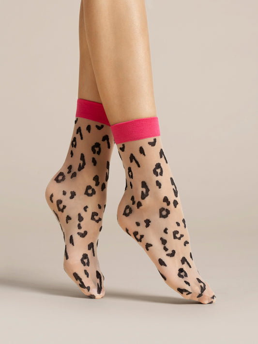 Fiore Amalia Statement Socks 20 den Damen Feinstrümpfe Nylons Muster Haut Pink