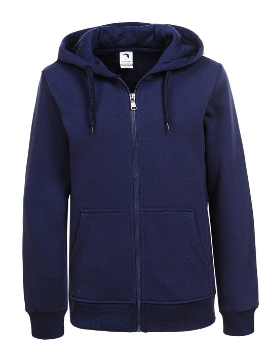 Kids Kinder Basic Hoodie Pullover Kapuze Sweater Zipper Blau ohne Druck 134-164