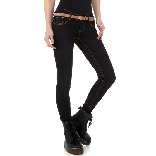 Jeans Black Schwarz Gürtel Damen Skinny schicke moderne Alltag Denim Stretchig