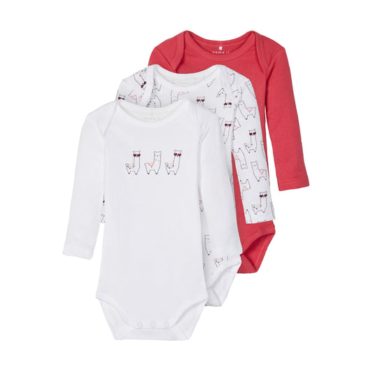 Name It 3 Paar Babybody Alpaka Claret Red Strampler Langarm Body Größen 50 bis 98