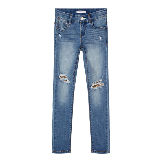 Name It Jeans Mädchen Stretch Blau Trashlook Blue Denim Verstellbarer Bund