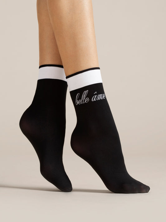 Fiore Belle ame 40DEN Damen Feinsöckchen Socken Schwarz Weiß